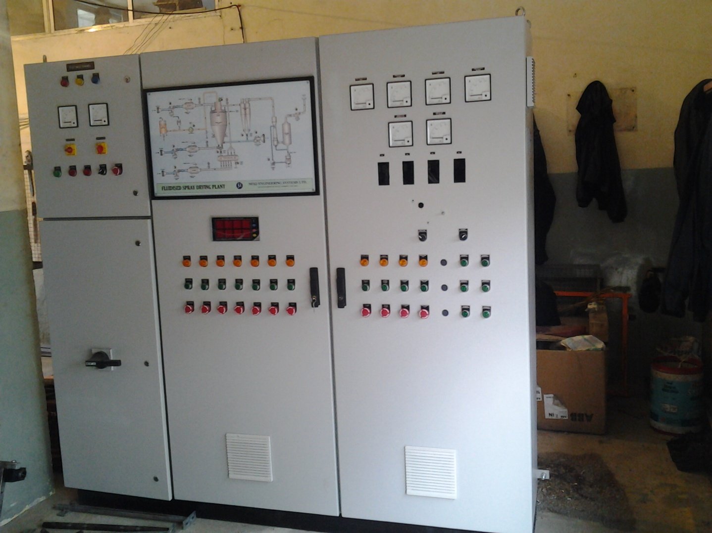 Control panel with orange wiring detail